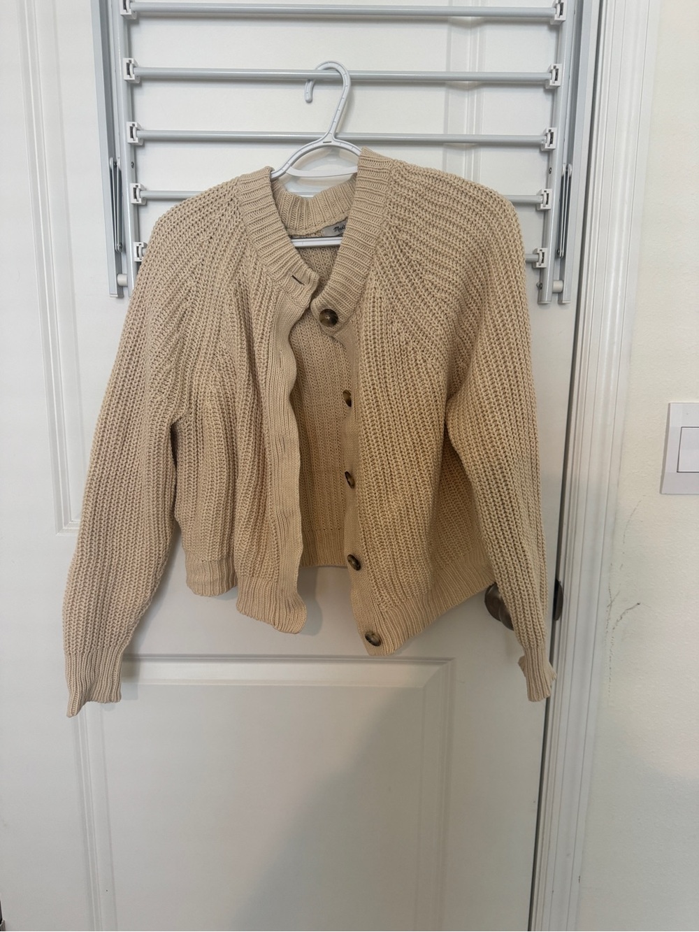 Madewell Beige Chunky Knit Button-Up Women's Sweater